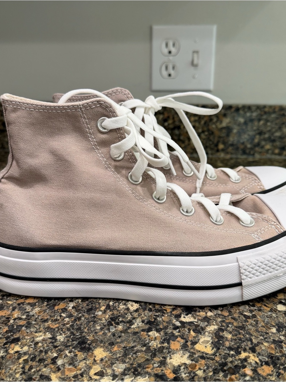 Classic High-Top Canvas Sneakers in Beige ladies 9